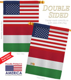 Hungary US Friendship - Nationality Flags of the World Vertical Impressions Decorative Flags HG140399 Made In USA