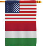 Hungary US Friendship - Nationality Flags of the World Vertical Impressions Decorative Flags HG140399 Made In USA