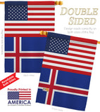 Iceland US Friendship - Nationality Flags of the World Vertical Impressions Decorative Flags HG140400 Made In USA