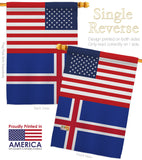 Iceland US Friendship - Nationality Flags of the World Vertical Impressions Decorative Flags HG140400 Made In USA
