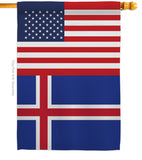 Iceland US Friendship - Nationality Flags of the World Vertical Impressions Decorative Flags HG140400 Made In USA