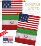 Iran US Friendship - Nationality Flags of the World Vertical Impressions Decorative Flags HG140403 Made In USA