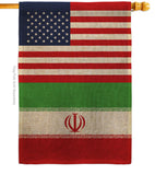 Iran US Friendship - Nationality Flags of the World Vertical Impressions Decorative Flags HG140403 Made In USA