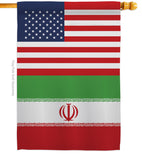 Iran US Friendship - Nationality Flags of the World Vertical Impressions Decorative Flags HG140403 Made In USA