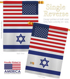 Israel US Friendship - Nationality Flags of the World Vertical Impressions Decorative Flags HG140410 Made In USA