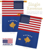 Kosovo US Friendship - Nationality Flags of the World Vertical Impressions Decorative Flags HG140421 Made In USA