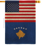 Kosovo US Friendship - Nationality Flags of the World Vertical Impressions Decorative Flags HG140421 Made In USA