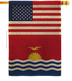 Kiribati US Friendship - Nationality Flags of the World Vertical Impressions Decorative Flags HG140424 Made In USA