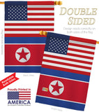 Korea North US Friendship - Nationality Flags of the World Vertical Impressions Decorative Flags HG140425 Made In USA