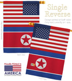 Korea North US Friendship - Nationality Flags of the World Vertical Impressions Decorative Flags HG140425 Made In USA