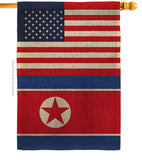 Korea North US Friendship - Nationality Flags of the World Vertical Impressions Decorative Flags HG140425 Made In USA