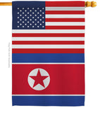 Korea North US Friendship - Nationality Flags of the World Vertical Impressions Decorative Flags HG140425 Made In USA