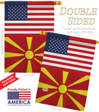 Macedonia US Friendship - Nationality Flags of the World Vertical Impressions Decorative Flags HG140439 Made In USA