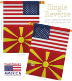 Macedonia US Friendship - Nationality Flags of the World Vertical Impressions Decorative Flags HG140439 Made In USA