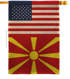 Macedonia US Friendship - Nationality Flags of the World Vertical Impressions Decorative Flags HG140439 Made In USA