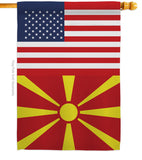 Macedonia US Friendship - Nationality Flags of the World Vertical Impressions Decorative Flags HG140439 Made In USA