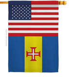 Madeira US Friendship - Nationality Flags of the World Vertical Impressions Decorative Flags HG140441 Made In USA