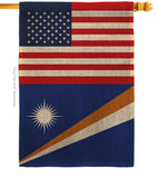 Marshall Islands US Friendship - Nationality Flags of the World Vertical Impressions Decorative Flags HG140447 Made In USA