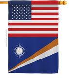 Marshall Islands US Friendship - Nationality Flags of the World Vertical Impressions Decorative Flags HG140447 Made In USA