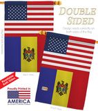 Moldova US Friendship - Nationality Flags of the World Vertical Impressions Decorative Flags HG140453 Made In USA