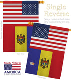 Moldova US Friendship - Nationality Flags of the World Vertical Impressions Decorative Flags HG140453 Made In USA