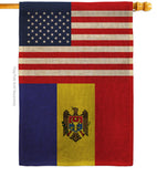 Moldova US Friendship - Nationality Flags of the World Vertical Impressions Decorative Flags HG140453 Made In USA