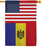 Moldova US Friendship - Nationality Flags of the World Vertical Impressions Decorative Flags HG140453 Made In USA