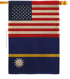 Nauru US Friendship - Nationality Flags of the World Vertical Impressions Decorative Flags HG140460 Made In USA