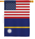 Nauru US Friendship - Nationality Flags of the World Vertical Impressions Decorative Flags HG140460 Made In USA