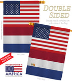 Netherlands US Friendship - Nationality Flags of the World Vertical Impressions Decorative Flags HG140463 Made In USA