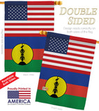 New Caledonia US Friendship - Nationality Flags of the World Vertical Impressions Decorative Flags HG140464 Made In USA