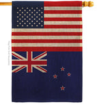 New Zealand US Friendship - Nationality Flags of the World Vertical Impressions Decorative Flags HG140465 Made In USA