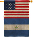 Nicaragua US Friendship - Nationality Flags of the World Vertical Impressions Decorative Flags HG140466 Made In USA