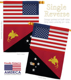 Papua New Guinea US Friendship - Nationality Flags of the World Vertical Impressions Decorative Flags HG140480 Made In USA