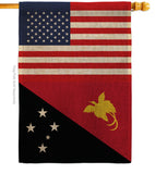 Papua New Guinea US Friendship - Nationality Flags of the World Vertical Impressions Decorative Flags HG140480 Made In USA