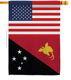 Papua New Guinea US Friendship - Nationality Flags of the World Vertical Impressions Decorative Flags HG140480 Made In USA