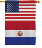 Paraguay US Friendship - Nationality Flags of the World Vertical Impressions Decorative Flags HG140482 Made In USA