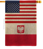 Poland w/Eagle US Friendship - Nationality Flags of the World Vertical Impressions Decorative Flags HG140487 Made In USA