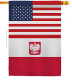 Poland w/Eagle US Friendship - Nationality Flags of the World Vertical Impressions Decorative Flags HG140487 Made In USA