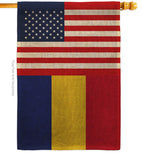 Romania US Friendship - Nationality Flags of the World Vertical Impressions Decorative Flags HG140491 Made In USA