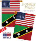 Saint Kitts & Nevis US Friendship - Nationality Flags of the World Vertical Impressions Decorative Flags HG140495 Made In USA