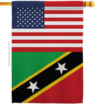 Saint Kitts & Nevis US Friendship - Nationality Flags of the World Vertical Impressions Decorative Flags HG140495 Made In USA