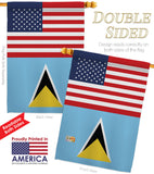 Saint Lucia US Friendship - Nationality Flags of the World Vertical Impressions Decorative Flags HG140496 Made In USA