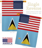 Saint Lucia US Friendship - Nationality Flags of the World Vertical Impressions Decorative Flags HG140496 Made In USA