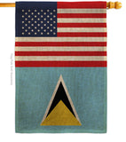 Saint Lucia US Friendship - Nationality Flags of the World Vertical Impressions Decorative Flags HG140496 Made In USA