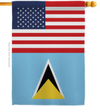 Saint Lucia US Friendship - Nationality Flags of the World Vertical Impressions Decorative Flags HG140496 Made In USA