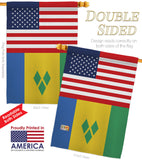 Saint Vincent US Friendship - Nationality Flags of the World Vertical Impressions Decorative Flags HG140497 Made In USA