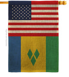 Saint Vincent US Friendship - Nationality Flags of the World Vertical Impressions Decorative Flags HG140497 Made In USA