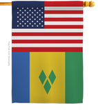 Saint Vincent US Friendship - Nationality Flags of the World Vertical Impressions Decorative Flags HG140497 Made In USA