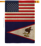 Samoa - American US Friendship - Nationality Flags of the World Vertical Impressions Decorative Flags HG140498 Made In USA